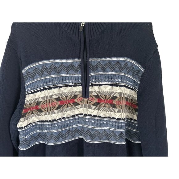 IZOD Men's Shaker 1/4 Zip Sweater Pullover Cotton Blue Size XLarge - Picture 4 of 9